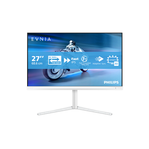 Philips Evnia 5000 monitor front view with 27 inch 4K Ultra HD LCD display