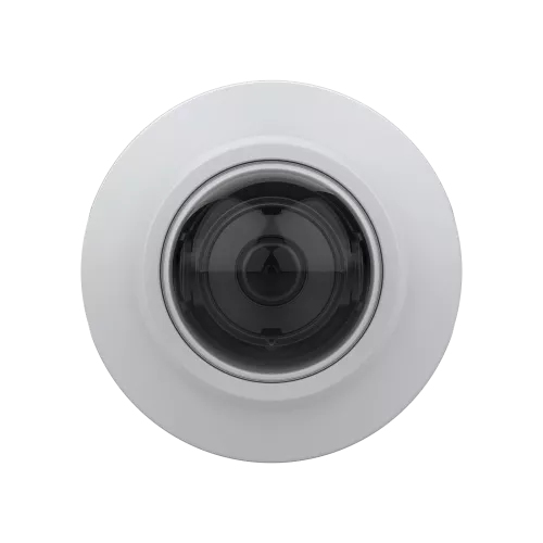 Wired ceiling-mounted security camera showing 4 MP resolution and wide dynamic range