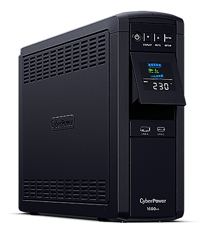 CyberPower CP1600EPFCLCD black UPS with pure sine wave output close up
