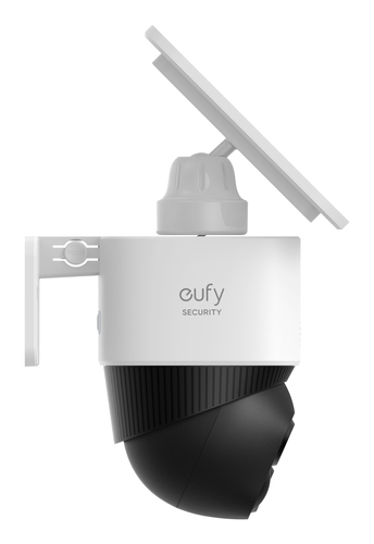 Eufy SoloCam S340 wireless IP camera installed on outdoor wall with 360-degree view