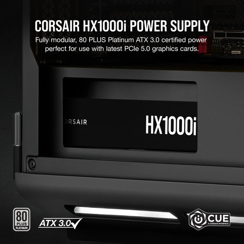 Corsair HX1000i, 1000 W, 100 - 240 V, 47 - 63 Hz, 13 - 6.5 A, Power Supply
