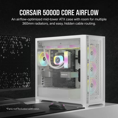 Corsair 5000D CORE AIRFLOW, Plastic, Steel, Tempered glass, Midi Tower Case