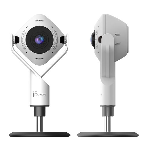j5create JVU368 5MP 360° AI Webcam with Speakerphone – Full HD 1080p, USB, White