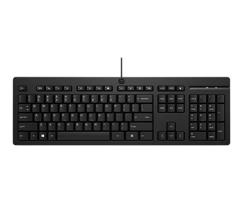 HP 125 wired keyboard full-size USB black for office and home use