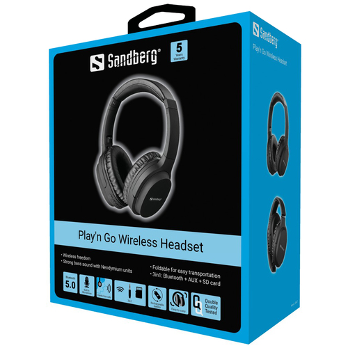 Sandberg Play'n Go, Wired & Wireless, 20 - 20000 Hz, Headset/Headphones, Black