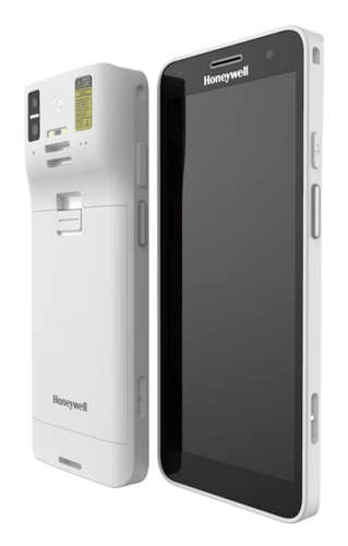 Honeywell CT37 white rugged mobile computer front view, 6-inch multi-touch display, 8GB/128GB