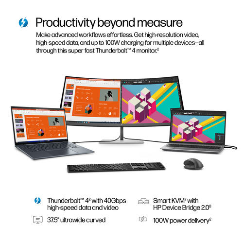 HP Series 7 Pro 37.5 inch WQHD+ Thunderbolt 4 Monitor, LCD