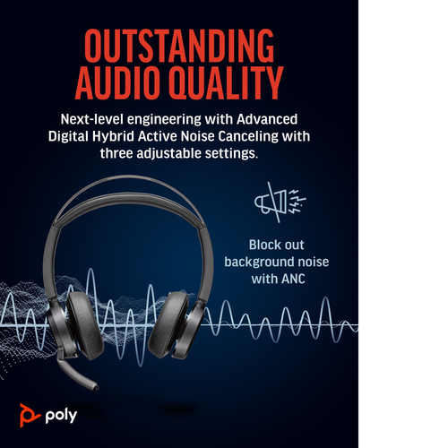 POLY Voyager Focus 2 (77Y88AA) USB-C, Wireless, Headset/Headphones, Black