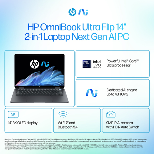 HP OmniBook Ultra Flip 14 inch high resolution 2880x1800 display image