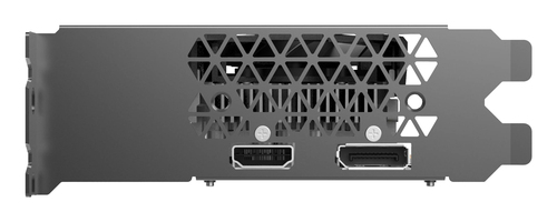 Side angle of Zotac GeForce RTX 3050 6GB GDDR6 graphics card showing PCIe connector