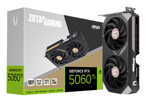 Zotac GeForce RTX 5060 Ti AMP,16 GB, GDDR7, 7680 x 4320 pixels, PCIE 5.0, GPU