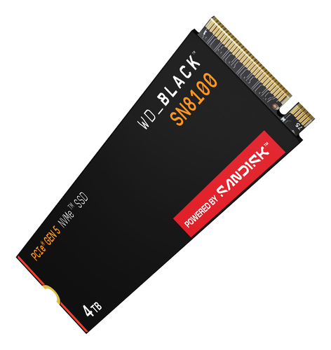 SanDisk WD_BLACK SN8100 4TB NVMe SSD image angled view of PCB and chips