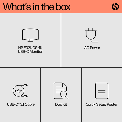 HP E32k G5 4K USB-C Monitor, 80 cm (31.5"), 3840 x 2160 pixels, 4K Ultra HD, LCD