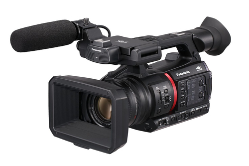 Panasonic AG-CX350 handheld camcorder in black with 20x optical zoom and 4K Ultra HD
