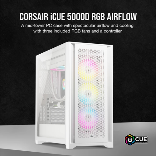 Corsair iCUE 5000D RGB Airflow, Plastic, Steel, Tempered glass, Midi Tower case