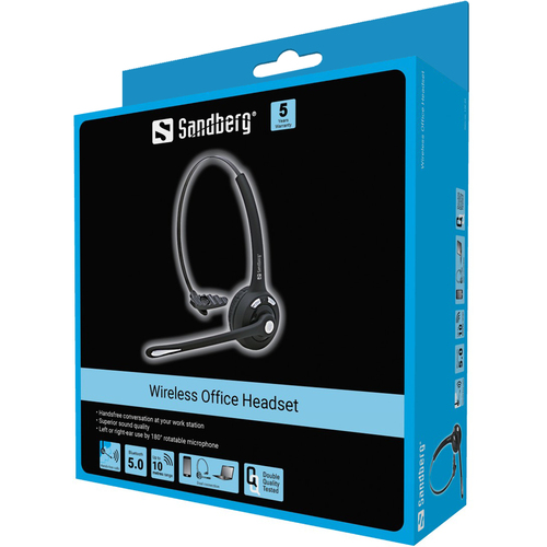 Sandberg Wireless Office Headset (126-23), Wireless, Headphones Black
