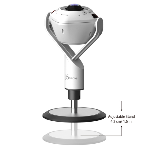 j5create JVU368 5MP 360° AI Webcam with Speakerphone – Full HD 1080p, USB, White