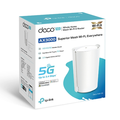 TP-Link 5G AX3000 Whole Home Mesh Dual-Band Wi-Fi 6 Router, Build-In 5G Modem