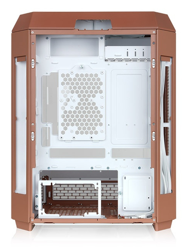 Side view of Thermaltake Tower 600 showing removable tempered glass panels.