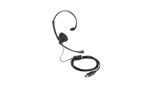 Kensington USB Mono with Inline Controls, Wired, Headset/Headphones, Black