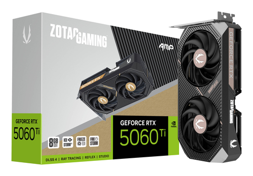 Zotac GeForce RTX 5060 Ti AMP, 8 GB, GDDR7, 7680 x 4320 pixels, PCIe 5.0, GPU