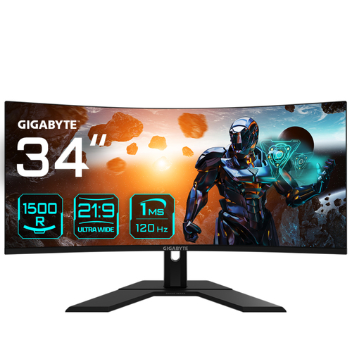 GIGABYTE GS34WQC 34" WQHD Curved Gaming Monitor, 3440 x 1440 pixels, LED