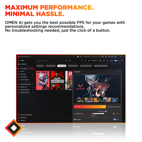 HP (BW7S6EA) OMEN 16L, 4.1 GHz, AMD Ryzen™ 7, 8700F, 16 GB, 1 TB Windows 11 Home