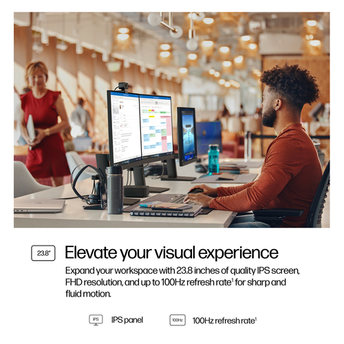 HP Series 3 Pro 23.8 inch FHD Monitor, 1920 x 1080 pixels, LCD