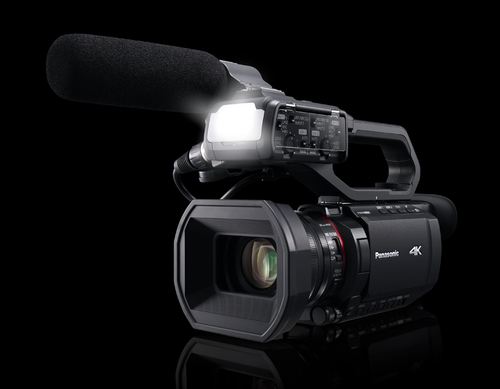 Panasonic AG-CX20 displaying recording on built-in LCD with touch interface