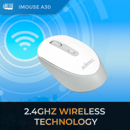 Adesso (IMOUSE A30W) Ambidextrous, Optical, RF Wireless Mouse White
