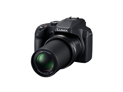 Panasonic Lumix FZ82D black camera in hand showing ergonomic grip for outdoor shooting