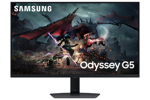 Samsung Odyssey G50D monitor angled view for gaming setup
