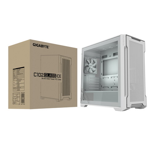 GIGABYTE C102 GLASS,  Mini-ATX, Glass, Plastic, Steel, Gaming Midi Tower Case