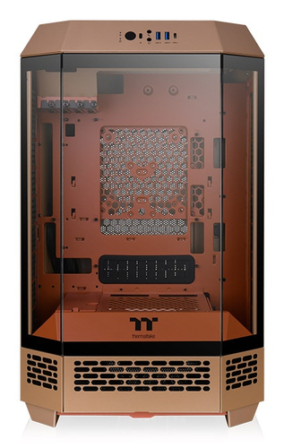 Side view of Tower 300 Gravel Sand micro ATX case showing top and rear fan placements