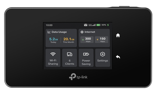 TP-Link M8550 5G Portable Router Wi-Fi 6E LTE SIM Travel Hotspot, Black