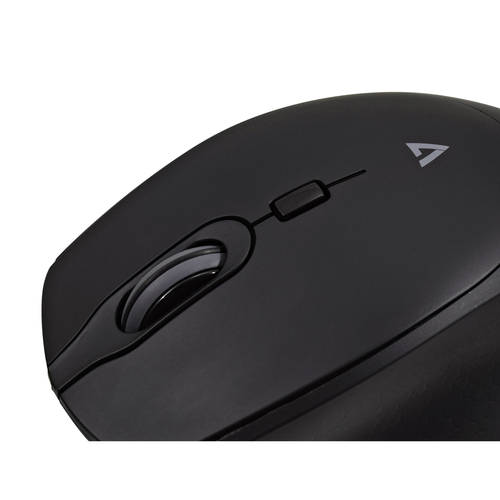 V7 MW350 Wireless Pro Silent Mouse, Ambidextrous, Optical, RF, 1600 DPI, Black