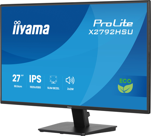iiyama X2792HSU-B1 LED monitor on desk setup with clear screen
