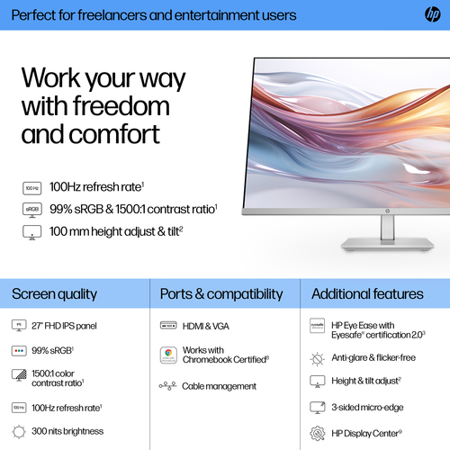 HP Series 5, 68.6 cm (27"), 1920 x 1080 pixels, Full HD, LCD Monitor