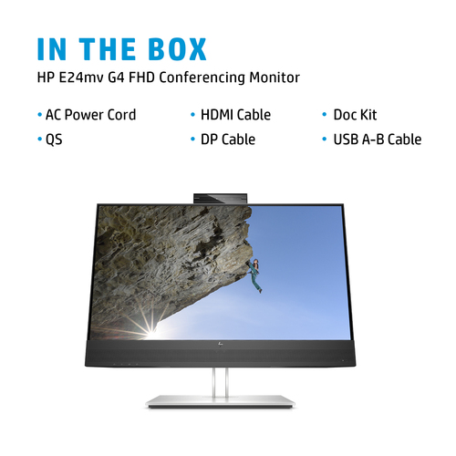 HP E24mv G4 FHD Conferencing Monitor, (23.8"), 1920 x 1080 pixels, LCD