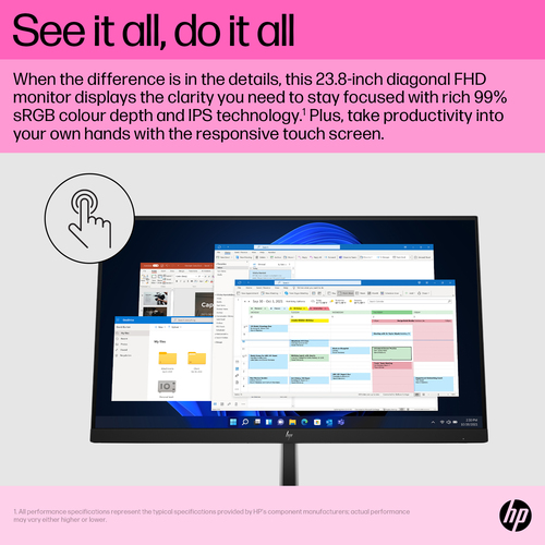 HP E24t G5, 1920 x 1080 pixels 23.8" Full HD Touch LCD Monitor