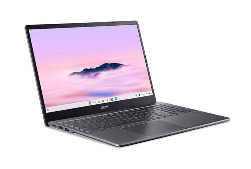 Acer Chromebook CBE595-2 laptop side view, slim design with Intel Core i3 processor