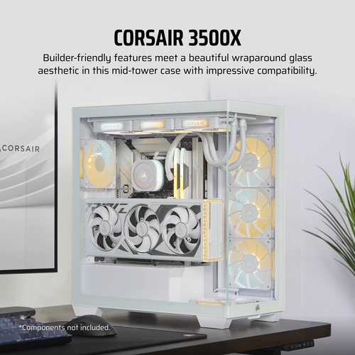 Corsair 3500X, PC, White, EATX, Gaming, Midi Tower Case