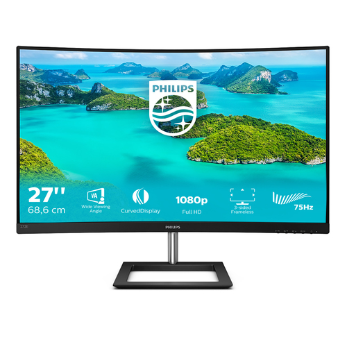 Philips E Line 272E1CA/00 27-inch Full HD curved LCD monitor with 1920 x 1080 resolution in black