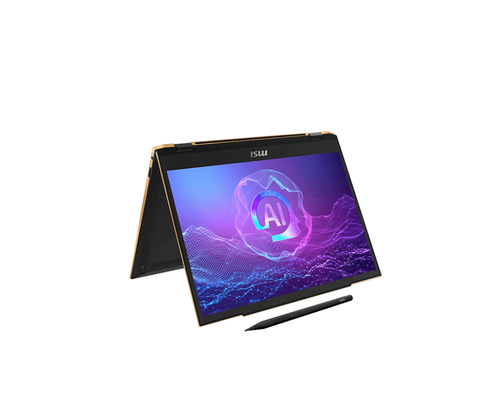 Front view of MSI Summit 13 AI A2HMTG-069UK convertible laptop in Ink Black