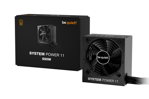 be quiet System Power 11 450W PSU angled view with 120mm quiet cooling fan
