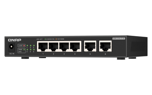 QNAP (QSW-2104-2T-R2), 10G Ethernet, Desktop Unmanaged Switch
