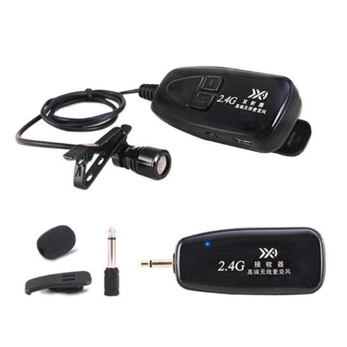 JLC Wireless Microphone System Clip On Microphone Bluetooth 3.5mm Jack Black