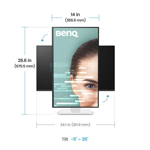 BenQ Full HD Eye-Care monitor side angle showing thin bezel and modern LCD panel