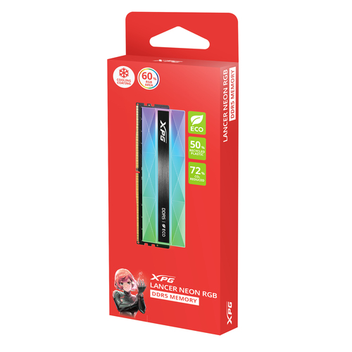 XPG LANCER NEON, 24 GB, 2 x 48 GB, DDR5, 8000 MHz, 288-pin DIMM