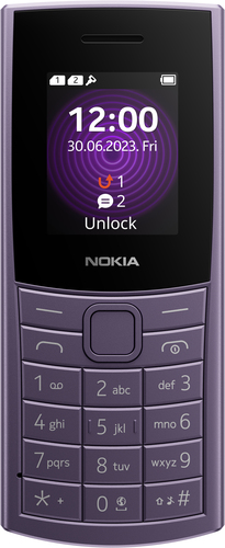 Nokia 110 4G (2023), Bar, Dual SIM, 4.57 cm (1.8"), Bluetooth, 1450 mAh, Purple